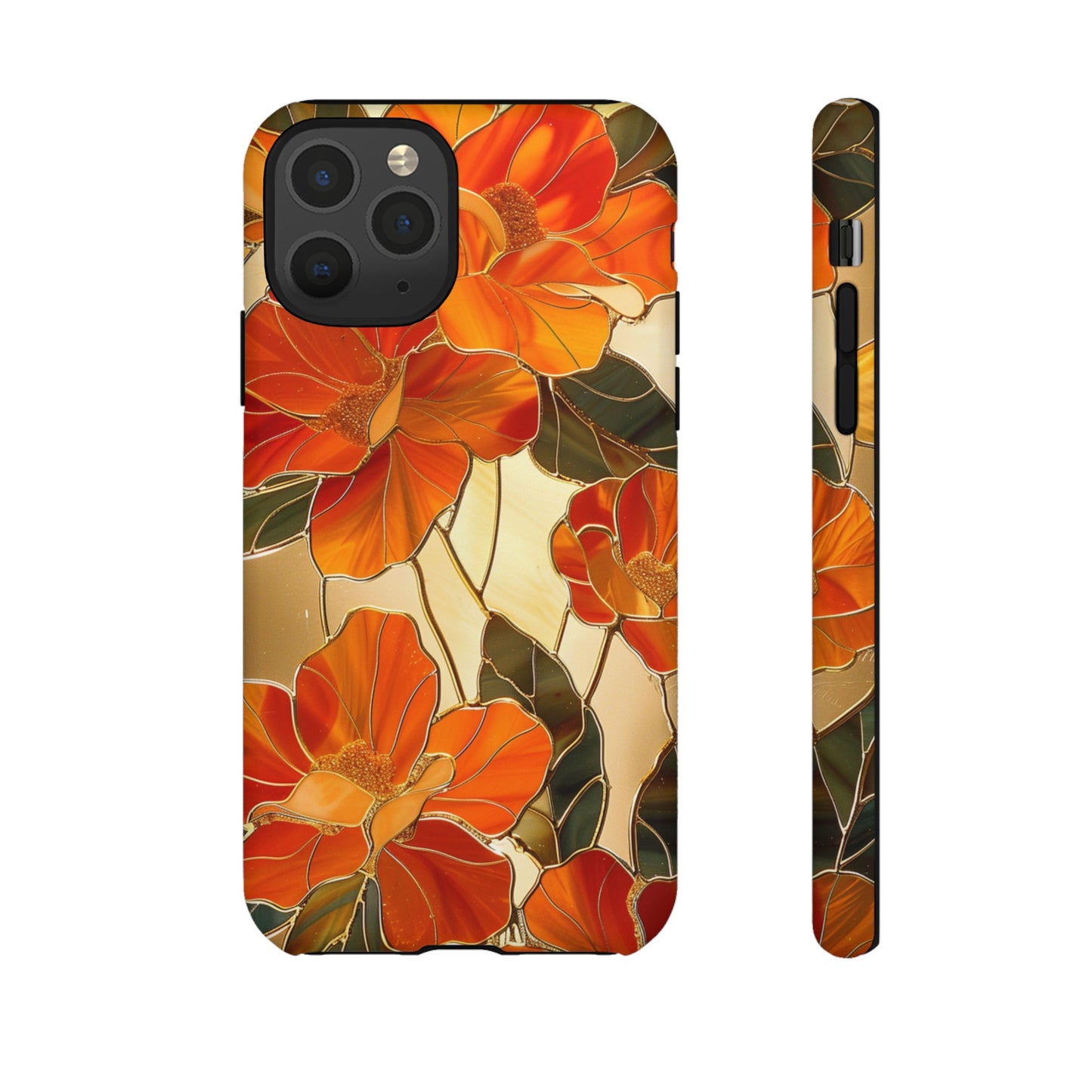 Orange Floral Phone Case Stained Glass Flower Aesthetic