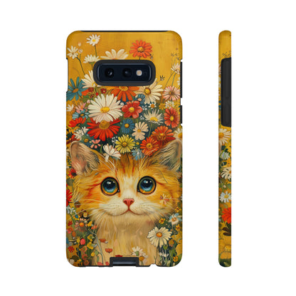 Cute Cat in Floral Garden Phone Case