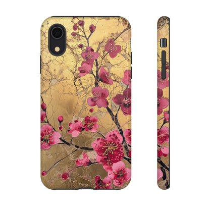 Pink Forget Me Nots Gold Floral Phone Case