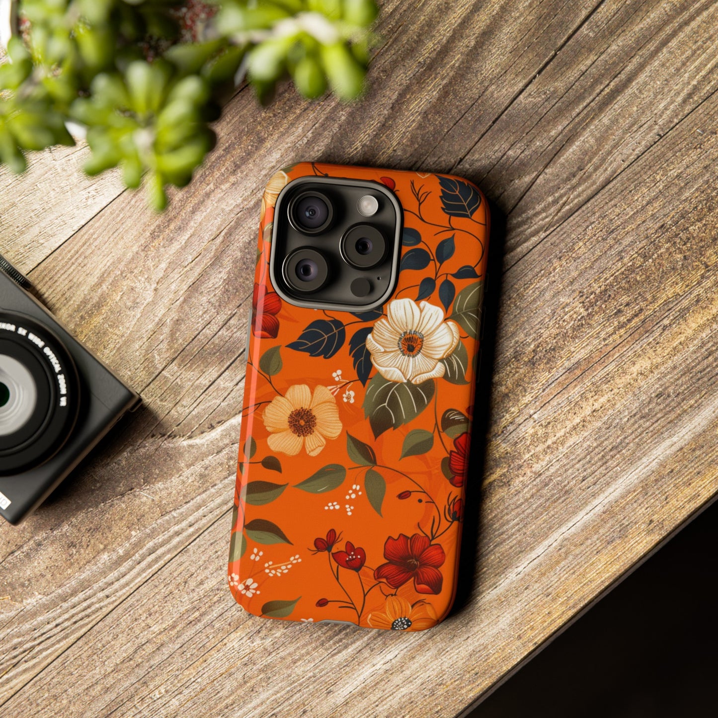 Orange Floral Phone Tough Case