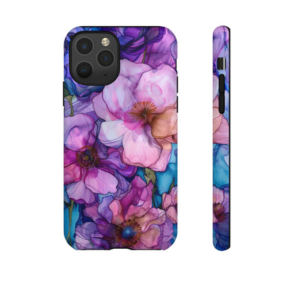 High-quality watercolor phone case with stained glass design