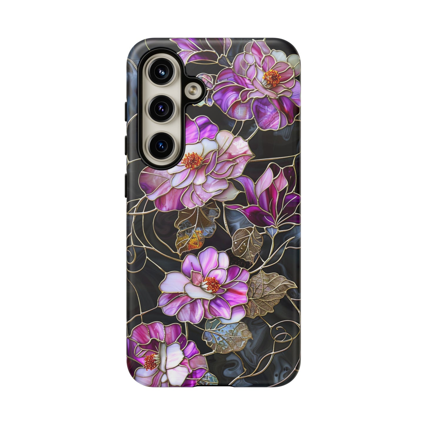 Magenta Color Floral Stained Glass Phone Case