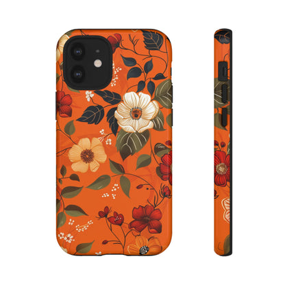 Orange Floral Phone Tough Case