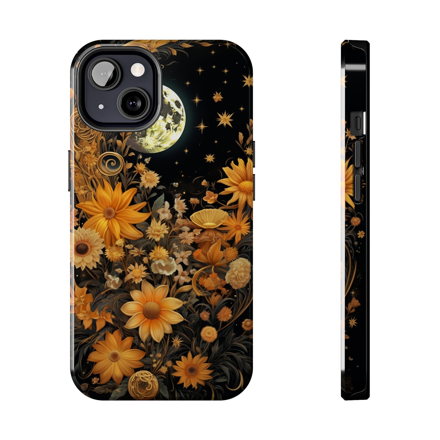 Cottagecore Floral Sun Moon Stars iPhone Case | Embrace Mystical Nature's Beauty