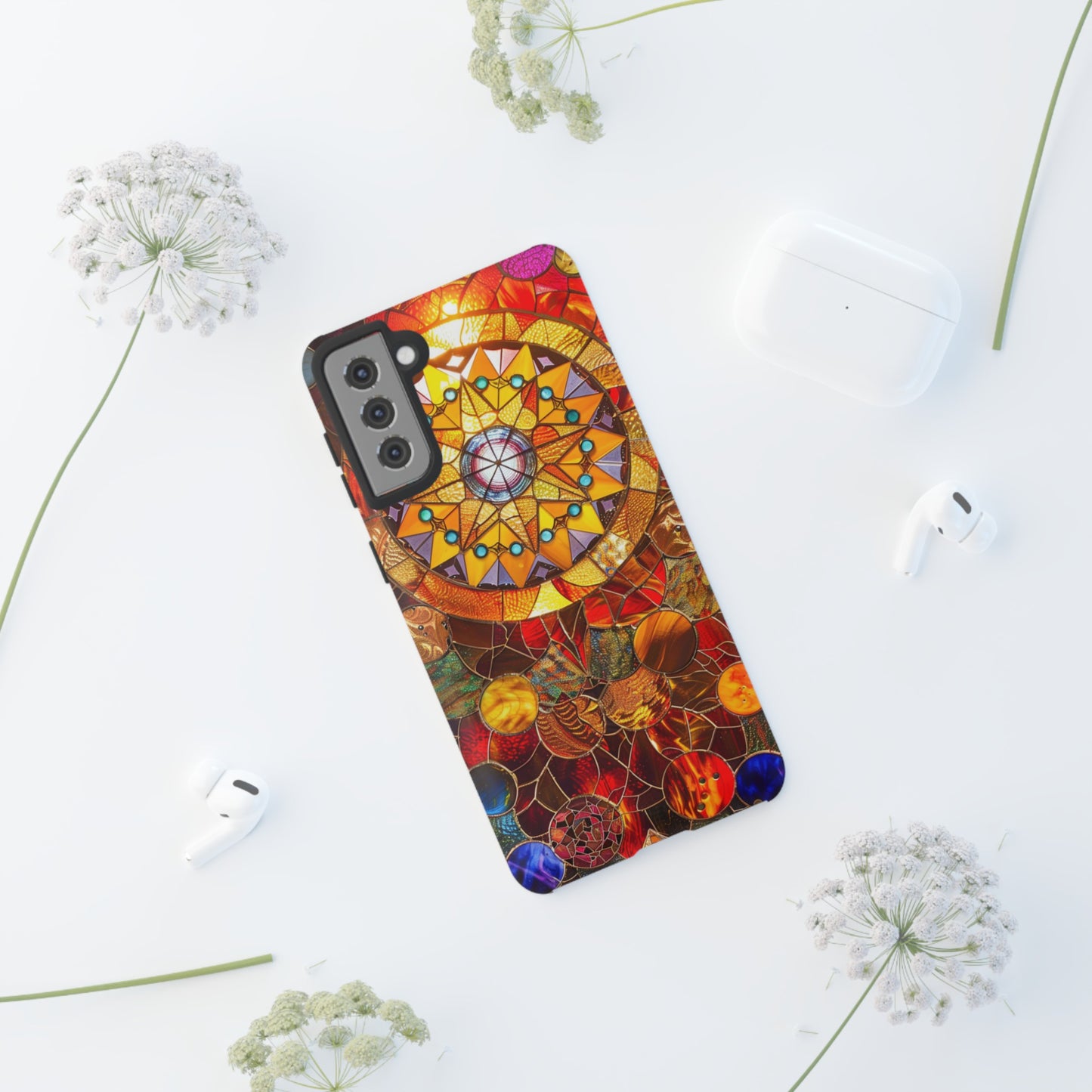 Cosmic Stained Glass Mandala Phone Case