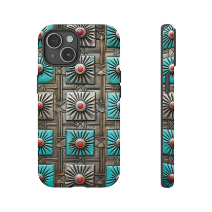 Vintage Navajo Native American Turquoise Concho Phone Case for iPhone 15, 14, 13, 12, 11 Pro Max, 14 Plus, iPhone XS Max, iPhone XR, iPhone 7, 8, 14, 15 Plus, SE