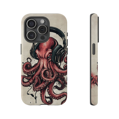 Retro Style Japanese Octopus Listening to Headphones Phone Cover