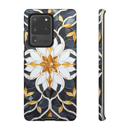 Art Deco Floral Gold & Blue Mosaic