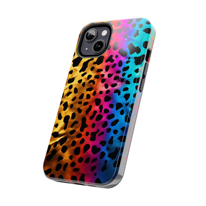 Kaleidoscopic Wild: Psychedelic Rainbow Leopard Print | Dazzling iPhone Case