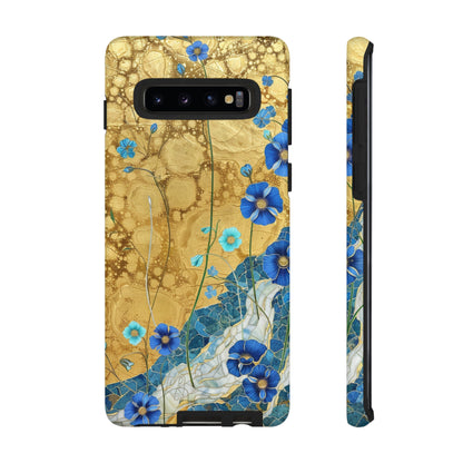 Forget Me Nots Gold Color Splash Floral Design Phone Case