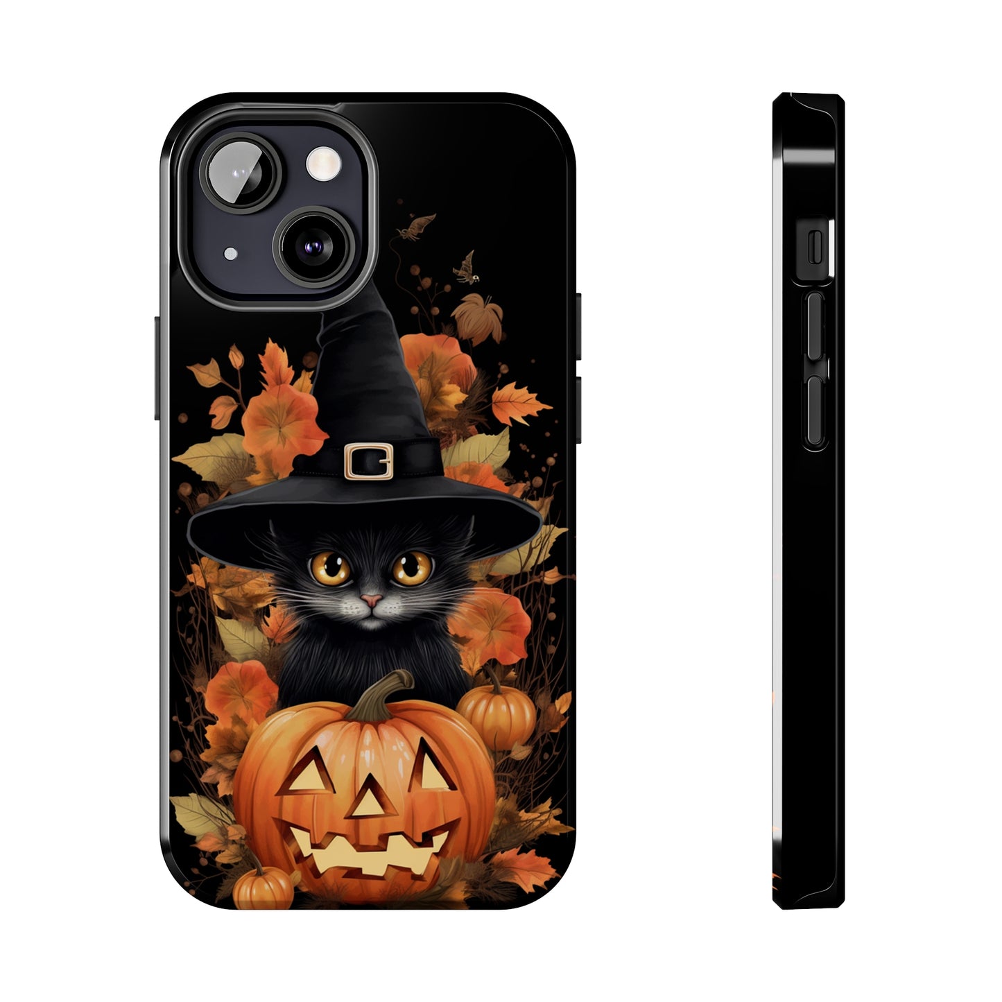 Trick or Treat Delight: Adorable Witch Cat Halloween Celebration | Whimsical iPhone Case