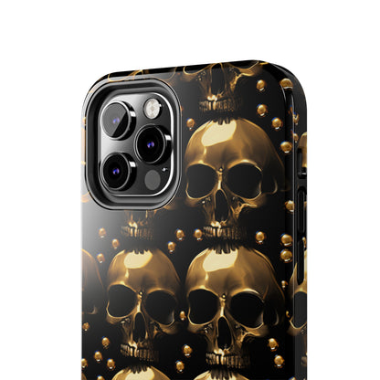 iPhone Case Golden Enigma: Where Goth Meets Glamour | Gold Skulls iPhone Tough Case