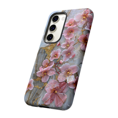 Pink Forget Me Nots Gold Floral Phone Case