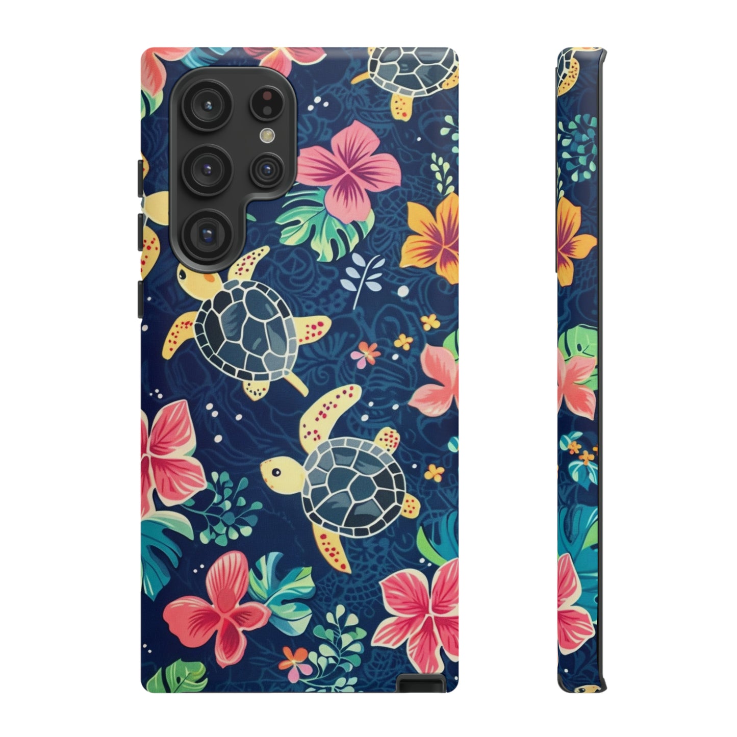 Undersea Floral Blue Sea Turtle Phone Case