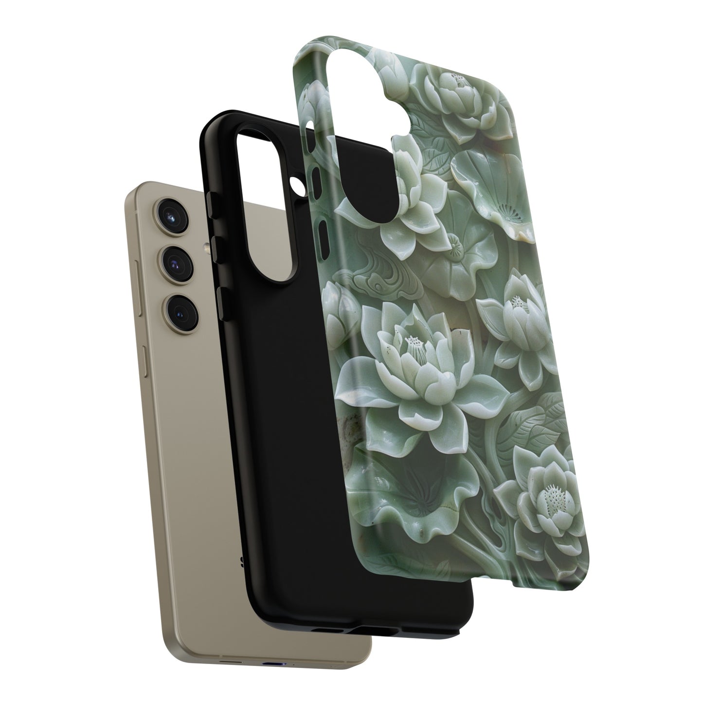 Green Jade Lotus Floral Art Phone Case