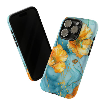 Gold Poppies Color Splash Floral Design Phone Case