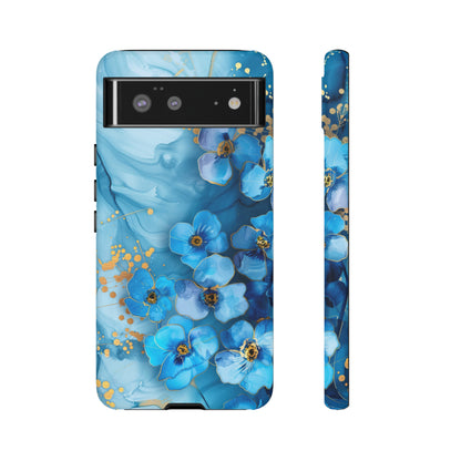 Forget Me Nots Gold Color Splash Floral Design Phone Case