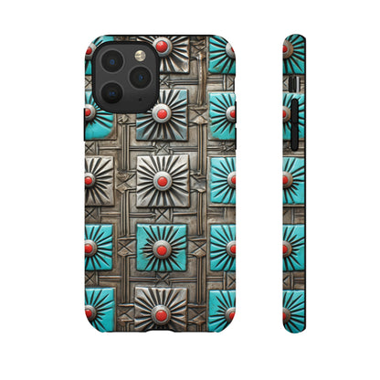 Vintage Navajo Native American Turquoise Concho Phone Case for iPhone 15, 14, 13, 12, 11 Pro Max, 14 Plus, iPhone XS Max, iPhone XR, iPhone 7, 8, 14, 15 Plus, SE