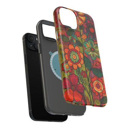 Retro Watercolor Abstract Floral Summer Style MagSafe Phone Case, iPhone 15 Case