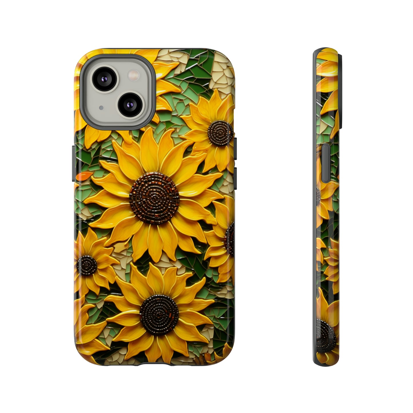 Sunflower Floral Color Explosion Mosaic Glass