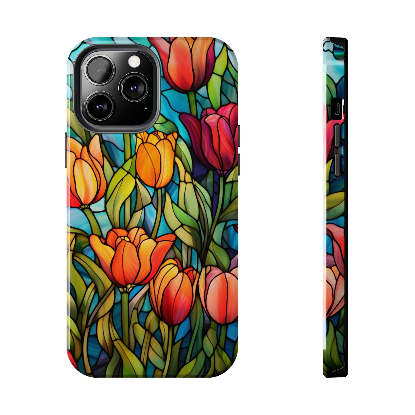 Stained Glass Tulip Floral Aesthetic iPhone Case | Embrace the Beauty of Nature in Full Bloom