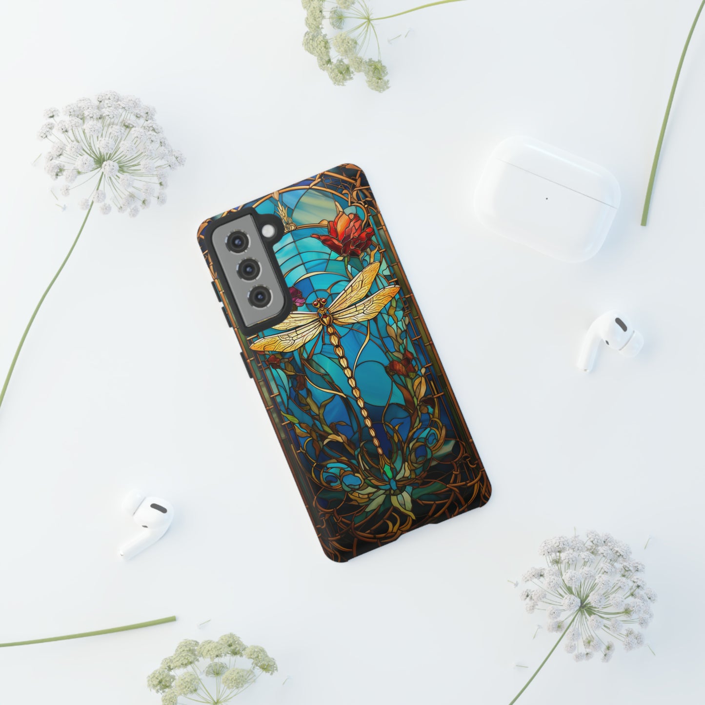 Vintage Art Nouveau Stained Glass Dragonfly Phone Case