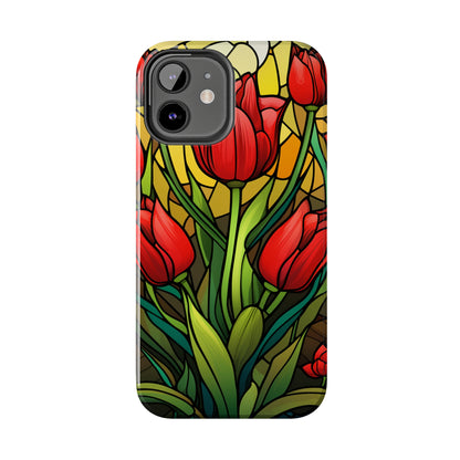 Stained Glass Tulip Floral Aesthetic iPhone Case | Embrace the Beauty of Nature in Full Bloom