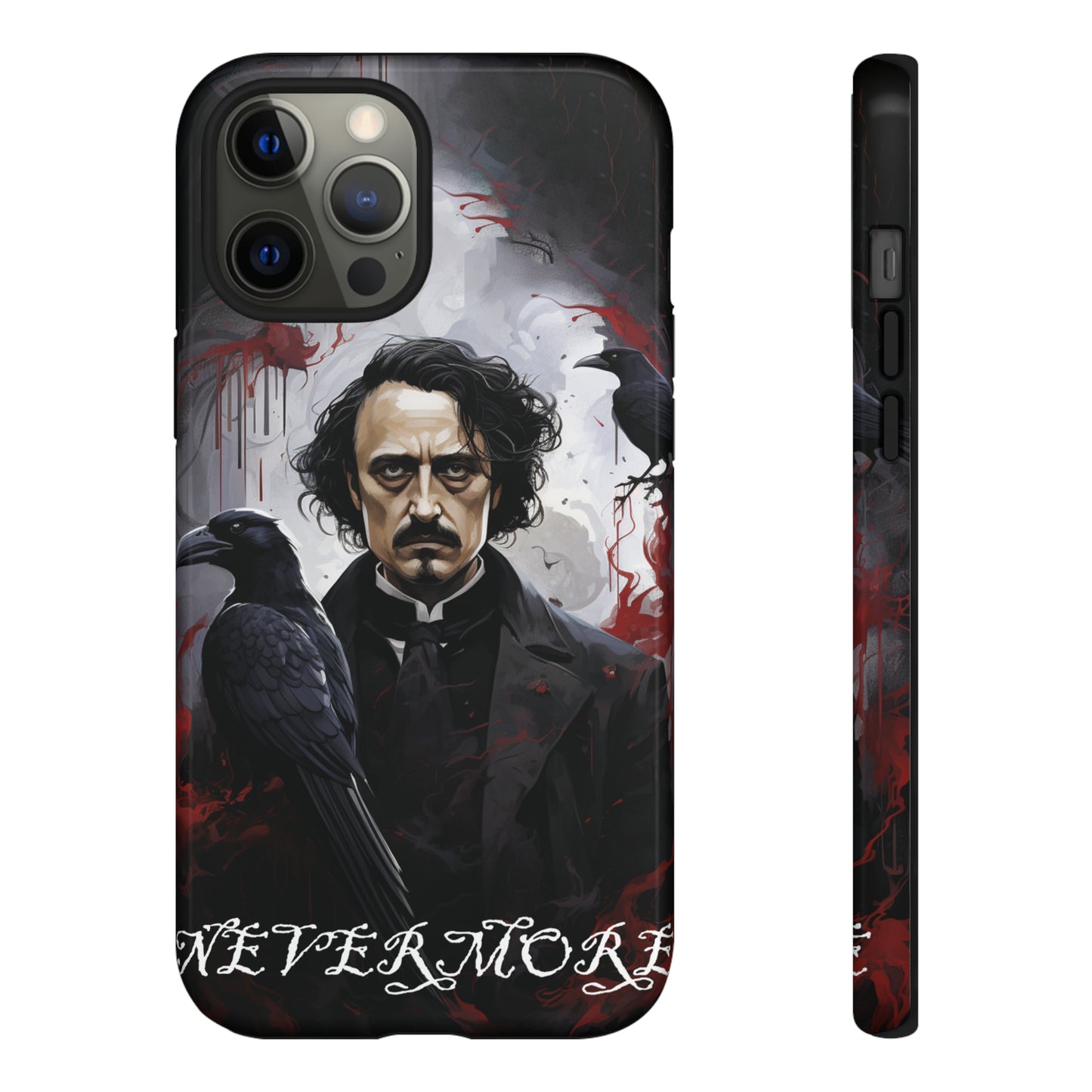 Nevermore Edgar Allen Poe, gothic Raven, Retro Samsung Galaxy Phone iPhone 15, 14 Plus 13 12 7 8 Se Horror Dark Academia Style goth Vibe