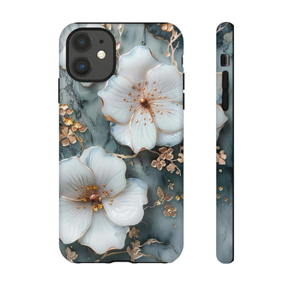 White Flower on Marble Stone  Phone Case