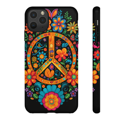 Peace Sign Embroidery Floral Hippie Style Phone Case