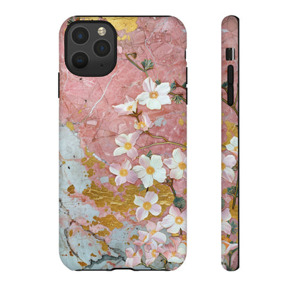 Pink Forget Me Nots Gold Floral Phone Case