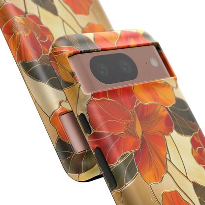 Orange Floral Phone Case Stained Glass Flower Aesthetic