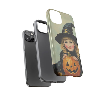 Vintage Halloween Card Witch and Jack-o'-lantern Phone Cover