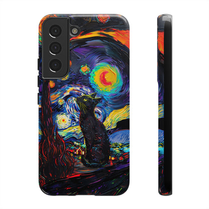 Starry Night Black Cat Van Gogh Painting Art Phone Case