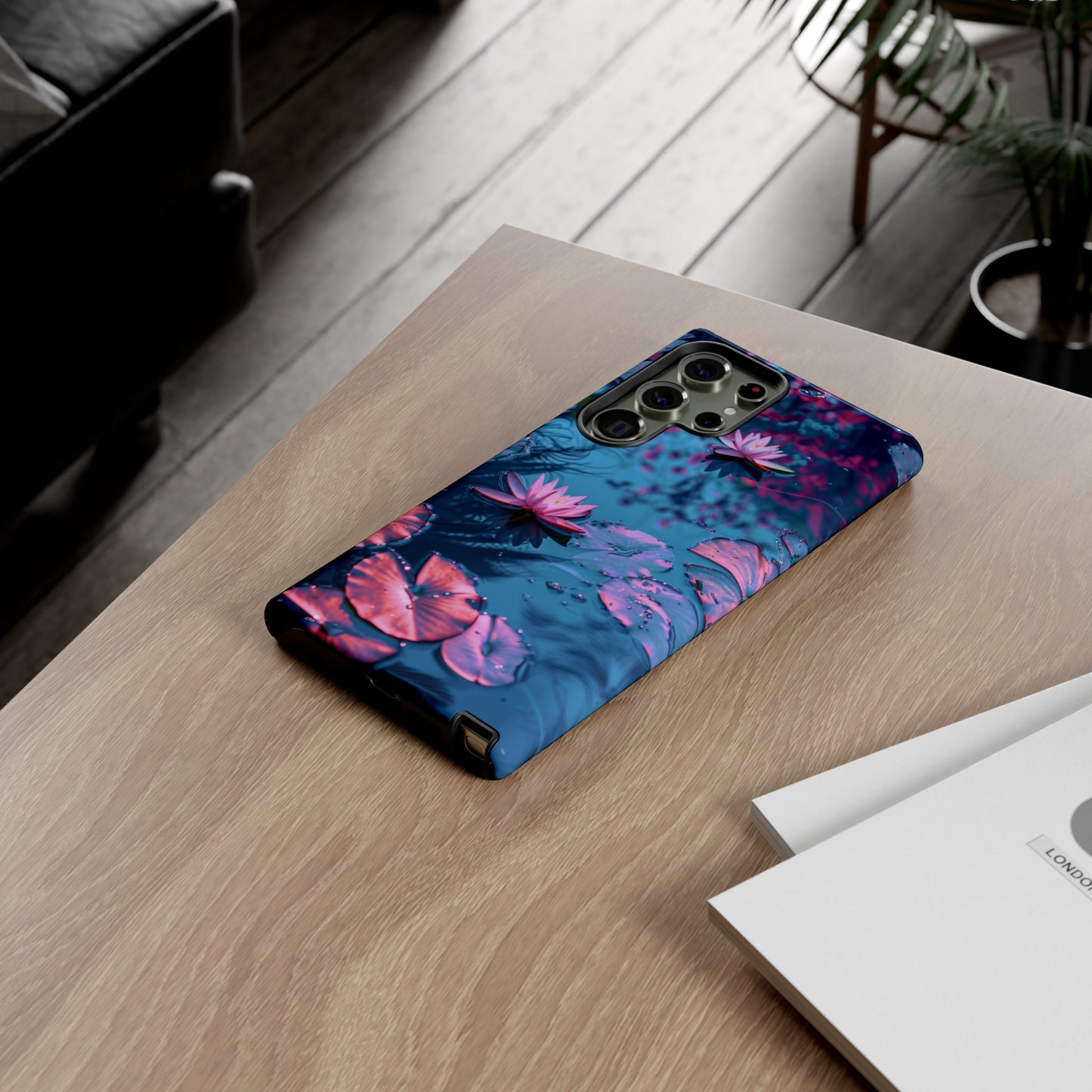 Magenta and Blue Color Zen Lily Pad Phone Case