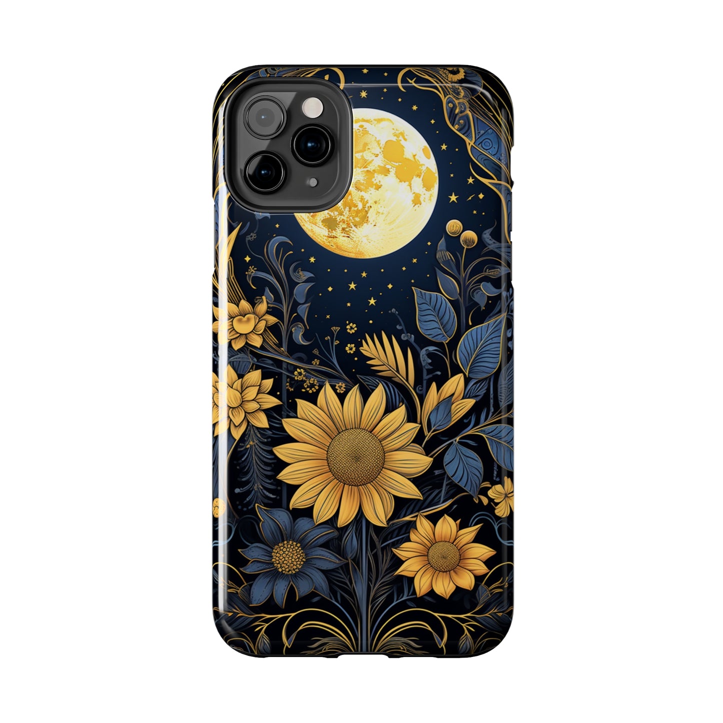 Starry Night Boho Meets Cottagecore: Floral Sun, Moon & Stars iPhone Case