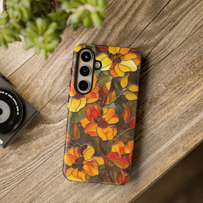 Orange Floral Phone Case Stained Glass Style