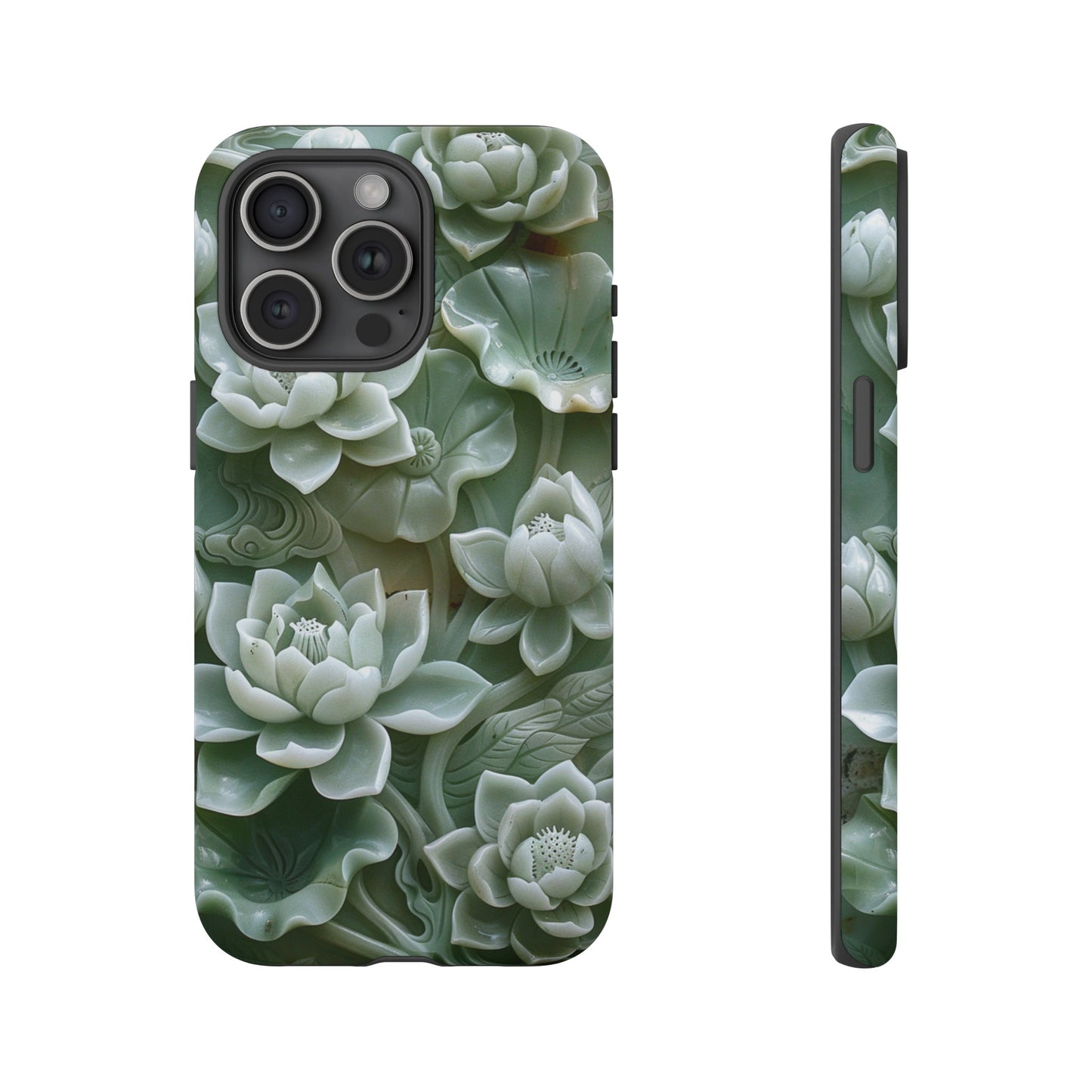 Green Jade Lotus Floral Art Phone Case