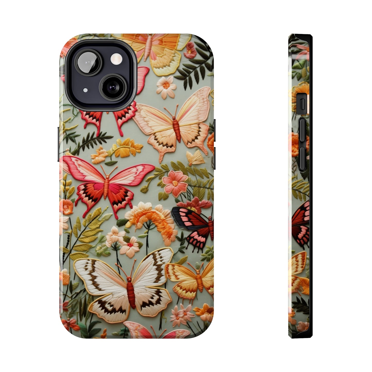 Embroidery Butterflies iPhone Case | Whimsical Elegance and Nature's Beauty in Handcrafted Detail