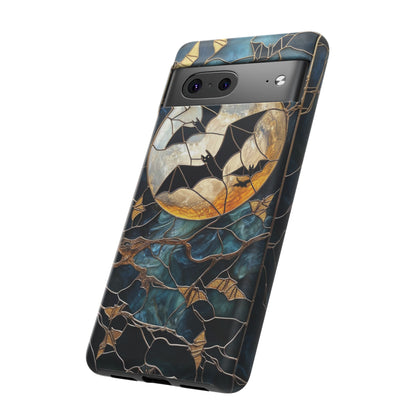 Halloween Phone Case Bats Stained Glass Style Spooky Moon Phone Cover