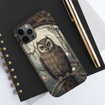 The Hermit Owl Tarot iPhone Tough Case | Embrace the Dark Academia Aesthetic and Retro Gothic Vibes with Captivating Tarot Design