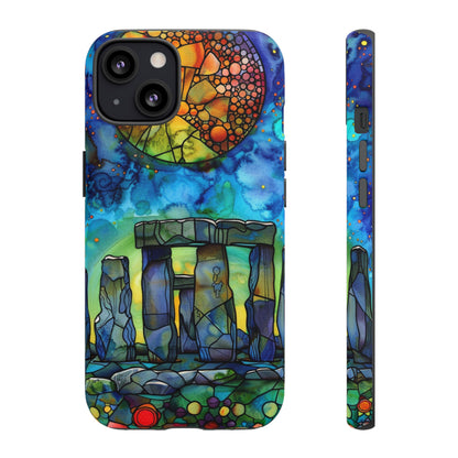 Stonehenge Neolithic Full Moon Stained Glass Watercolor Phone Cover