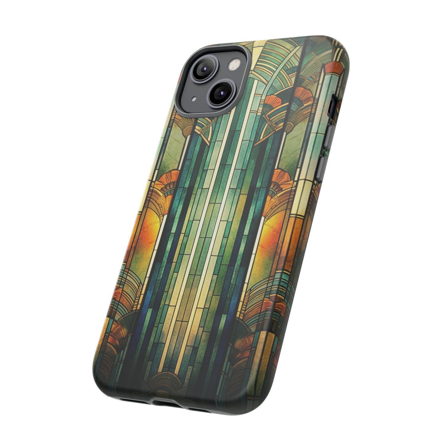 Art Deco Stained Glass floral Phone Case for iPhone 15, 14, Pro Max, 13, 12 & Samsung Galaxy S23, S22, S21, Google Pixel