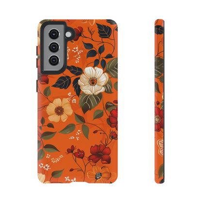 Orange Floral Phone Tough Case