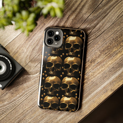 iPhone Case Golden Enigma: Where Goth Meets Glamour | Gold Skulls iPhone Tough Case