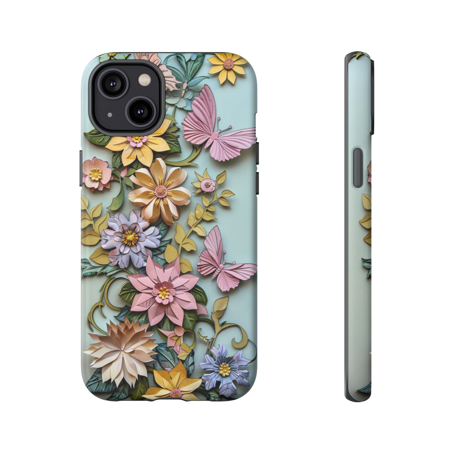 Pastel Pink Butterflies and Flowers iPhone Case