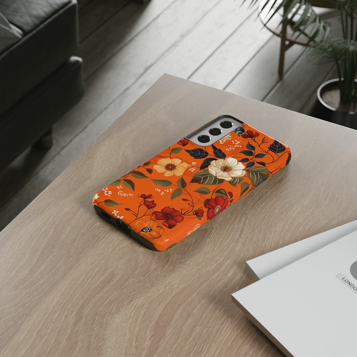 Orange Floral Phone Tough Case