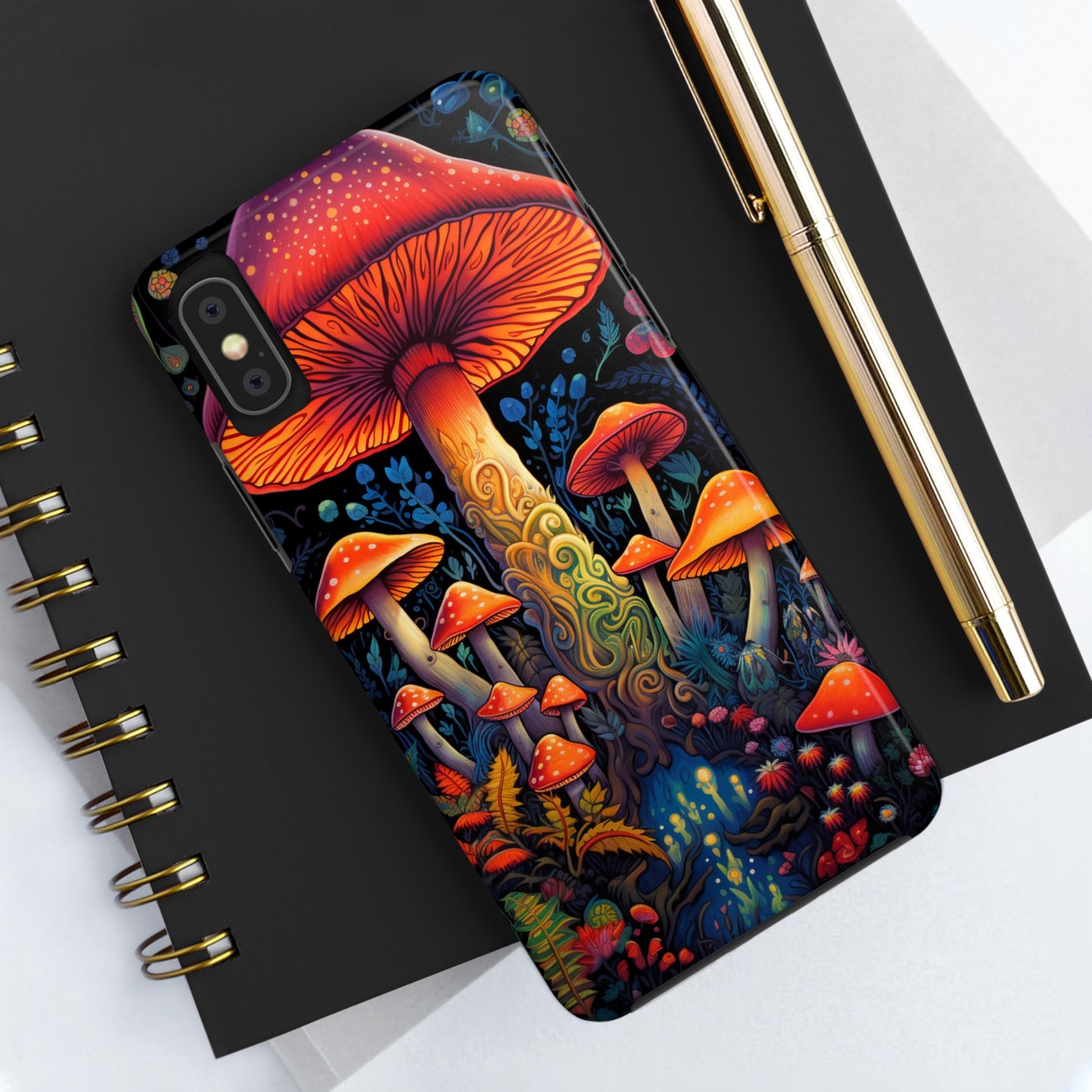 Trippy Magic Mushroom Tough iPhone Case | Psychedelic Art Phone Cover