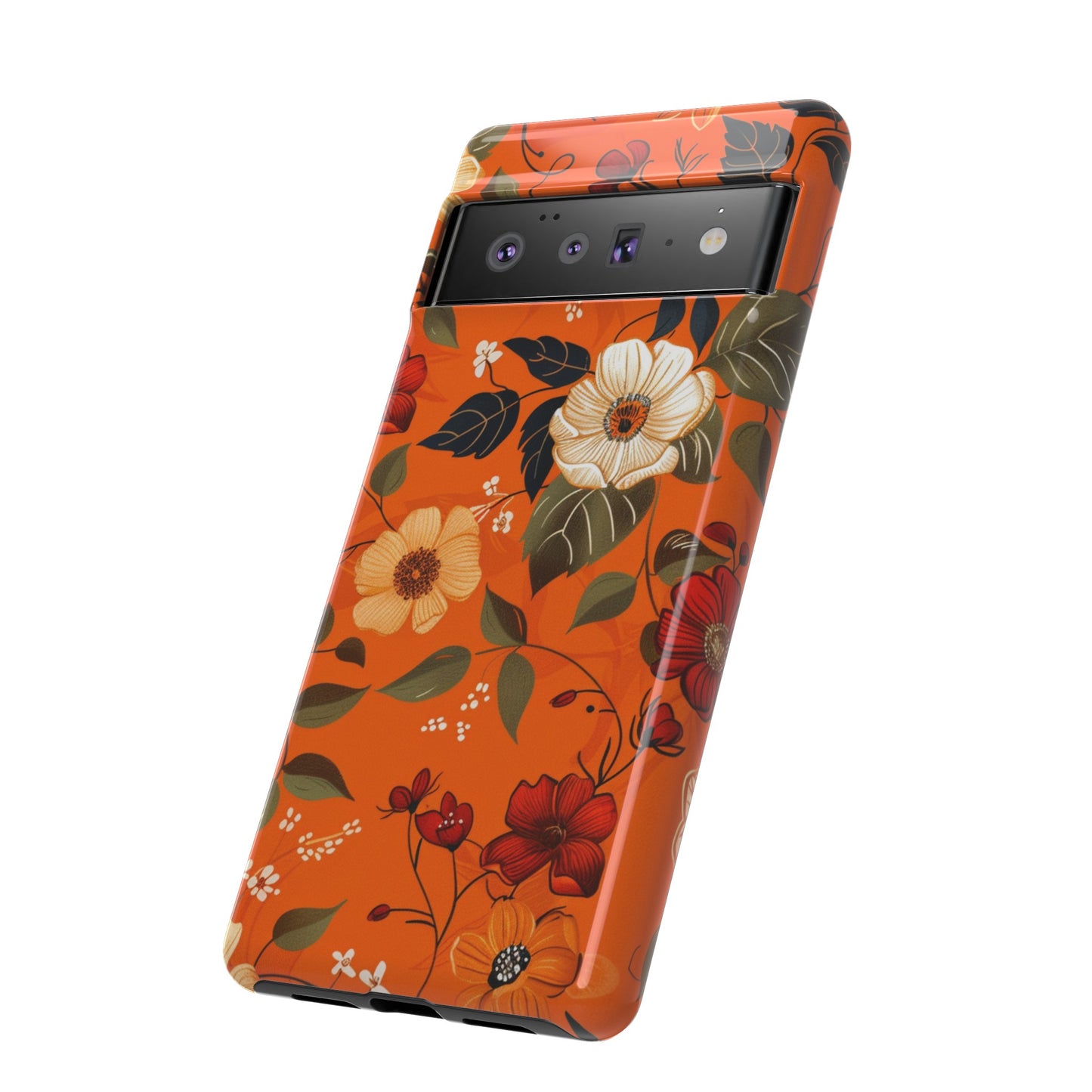 Orange Floral Phone Tough Case