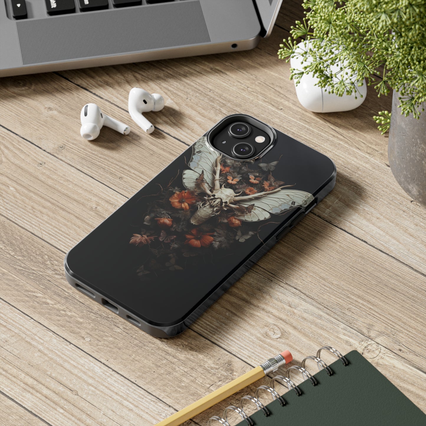 Deadhead Moth Gothic Dark Academia iPhone Case | Spooky Skull Mysterious Elegance